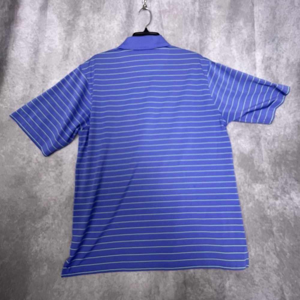 DONALD ROSS Golf Shirt Medium Short Sleeve Blue w/Green Stripe Polyester - Picture 8 of 11